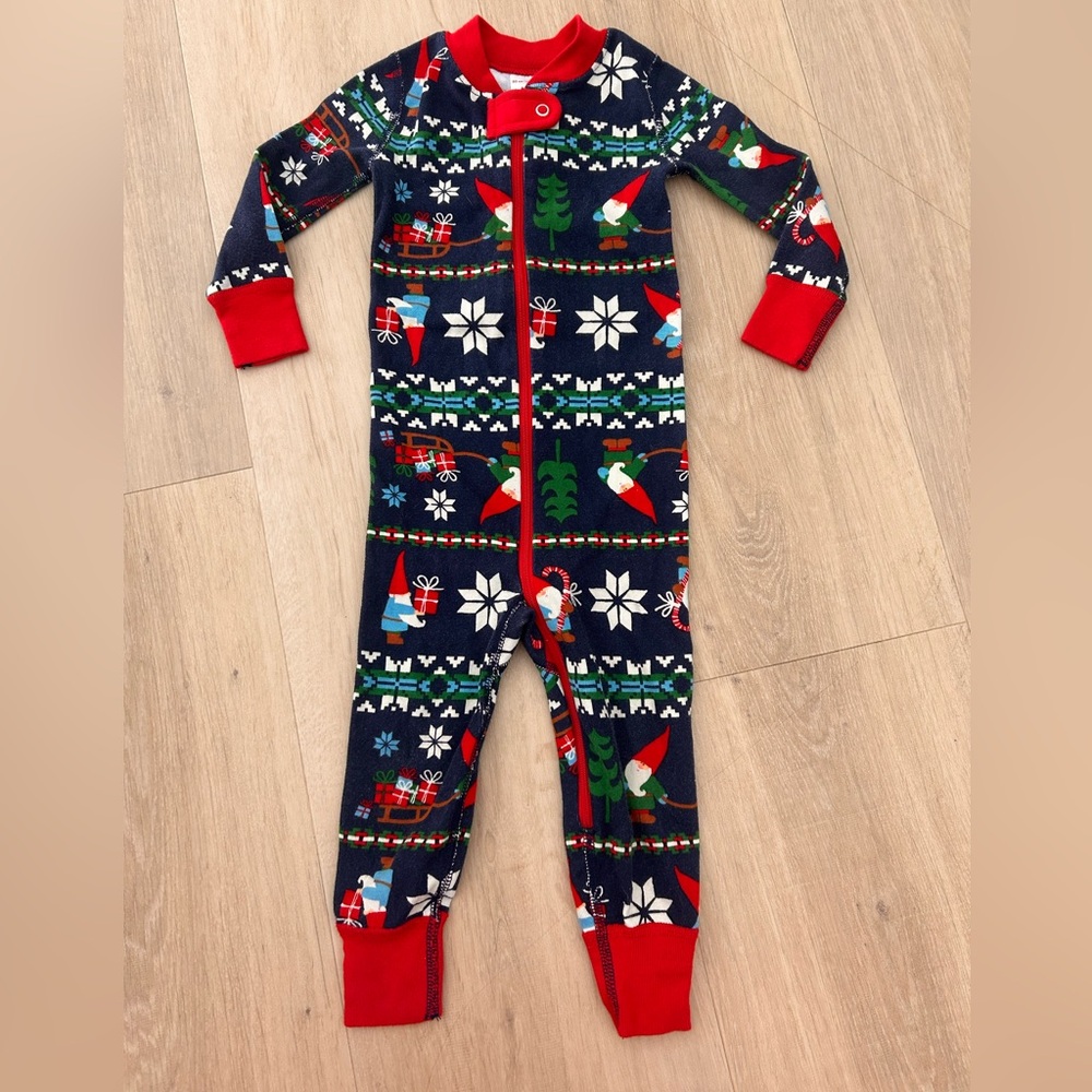 Hanna Andersson gnome pajamas zip up 100% cotton size 18-24 months GUC - Picture 1 of 4